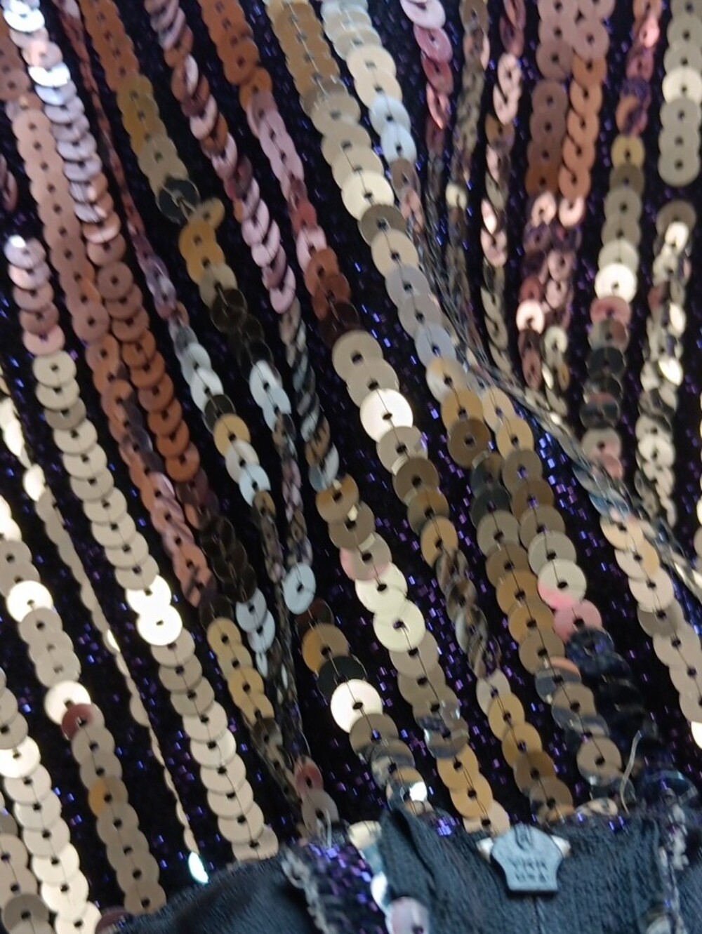 Vintage USA Made Ombre Sequin Maxi Dress with Deep V - Purple/Gold - Picture 12 of 15